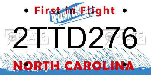 2TTD276 North Carolina License Plate