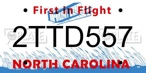 2TTD557 North Carolina License Plate