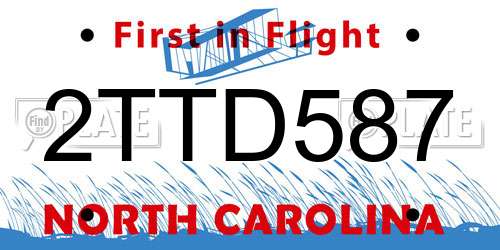 2TTD587 North Carolina License Plate