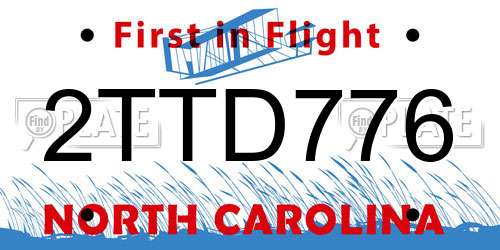 2TTD776 North Carolina License Plate