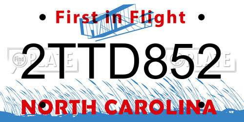 2TTD852 North Carolina License Plate