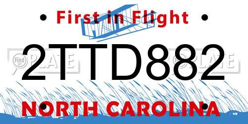 2TTD882 North Carolina License Plate