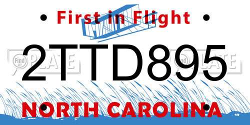 2TTD895 North Carolina License Plate