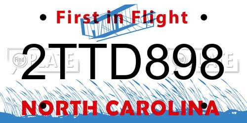 2TTD898 North Carolina License Plate