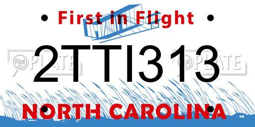 2TTI313 North Carolina License Plate
