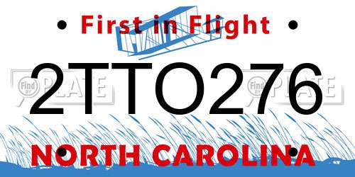 2TTO276 North Carolina License Plate