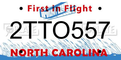 2TTO557 North Carolina License Plate