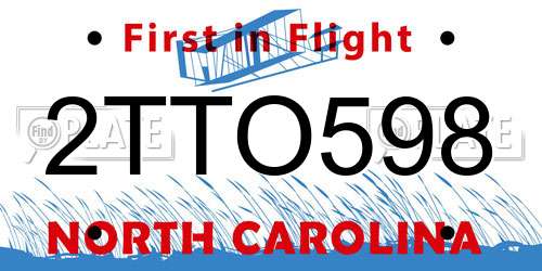 2TTO598 North Carolina License Plate