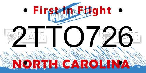 2TTO726 North Carolina License Plate