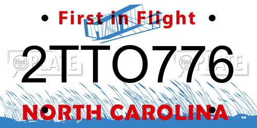 2TTO776 North Carolina License Plate