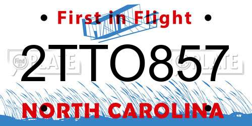 2TTO857 North Carolina License Plate