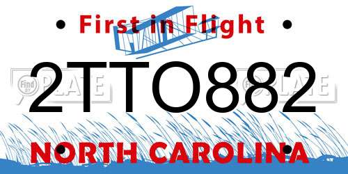 2TTO882 North Carolina License Plate