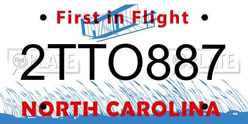 2TTO887 North Carolina License Plate