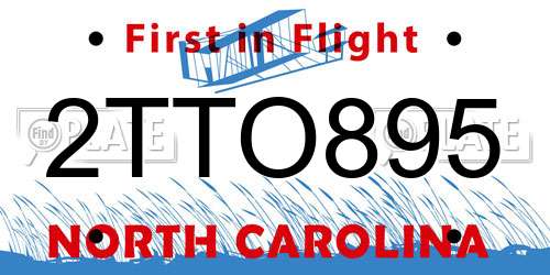 2TTO895 North Carolina License Plate
