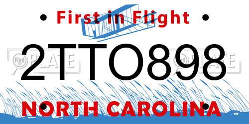 2TTO898 North Carolina License Plate