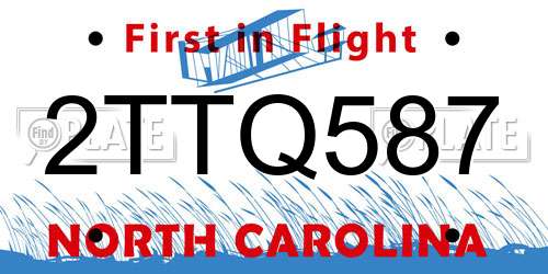 2TTQ587 North Carolina License Plate