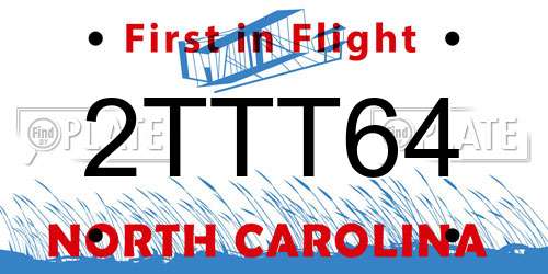 2TTT64 North Carolina License Plate