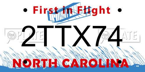 2TTX74 North Carolina License Plate