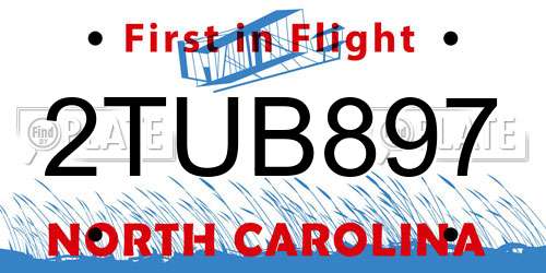 2TUB897 North Carolina License Plate