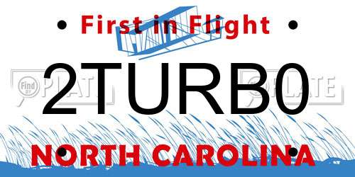 2TURB0 North Carolina License Plate
