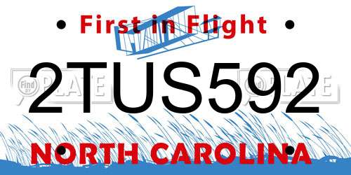 2TUS592 North Carolina License Plate