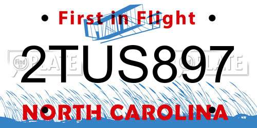 2TUS897 North Carolina License Plate