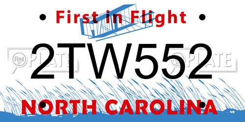 2TW552 North Carolina License Plate