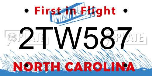 2TW587 North Carolina License Plate