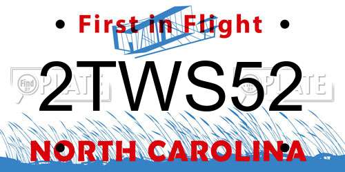 2TWS52 North Carolina License Plate