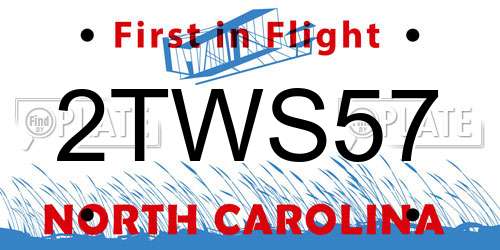 2TWS57 North Carolina License Plate
