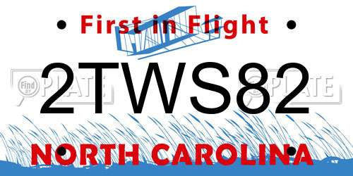 2TWS82 North Carolina License Plate