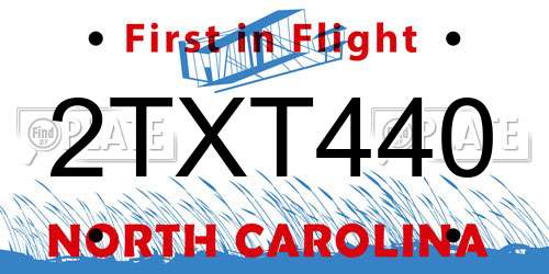 2TXT440 North Carolina License Plate