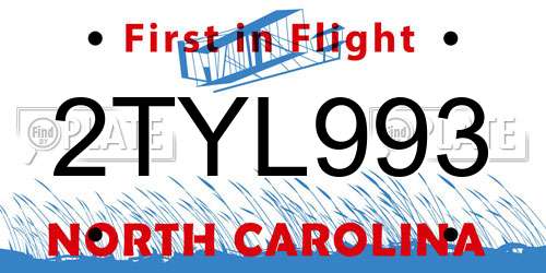 2TYL993 North Carolina License Plate