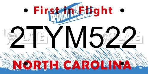 2TYM522 North Carolina License Plate
