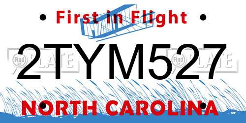 2TYM527 North Carolina License Plate