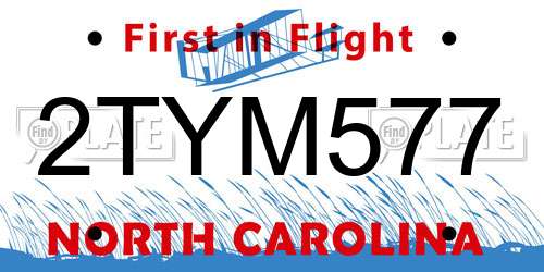 2TYM577 North Carolina License Plate