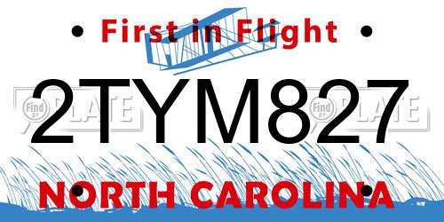 2TYM827 North Carolina License Plate