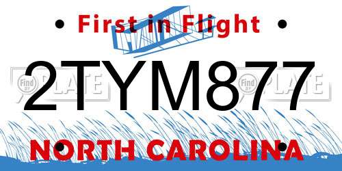 2TYM877 North Carolina License Plate