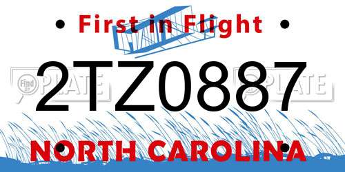 2TZ0887 North Carolina License Plate