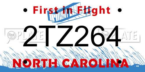 2TZ264 North Carolina License Plate