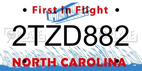 2TZD882 North Carolina License Plate
