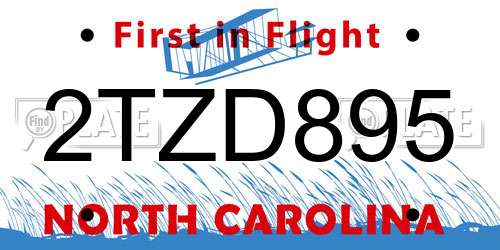 2TZD895 North Carolina License Plate