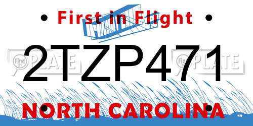 2TZP471 North Carolina License Plate