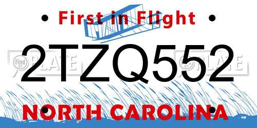 2TZQ552 North Carolina License Plate