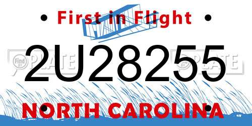 2U28255 North Carolina License Plate