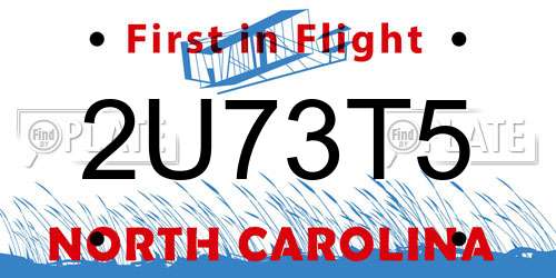 2U73T5 North Carolina License Plate