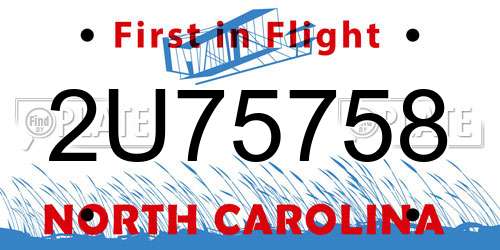 2U75758 North Carolina License Plate