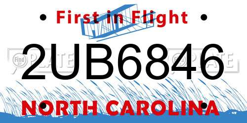 2UB6846 North Carolina License Plate
