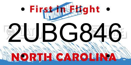 2UBG846 North Carolina License Plate
