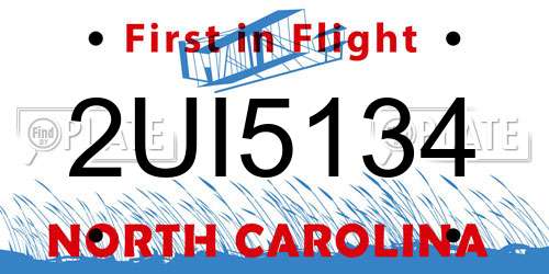 2UI5134 North Carolina License Plate